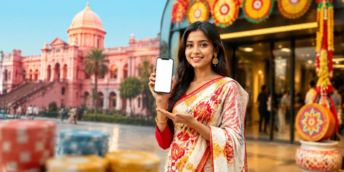 ঢাকায় পহেলা বৈশাখে fd7 ক্যাসিনো অ্যাপে পেমেন্ট করছেন একজন ব্যবহারকারী